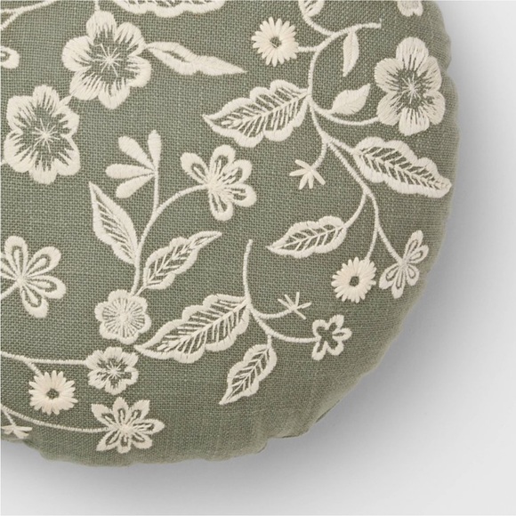 14” Embroidered Floral Round Pillow - Threshold with Studio McGee - Picture 3 of 4